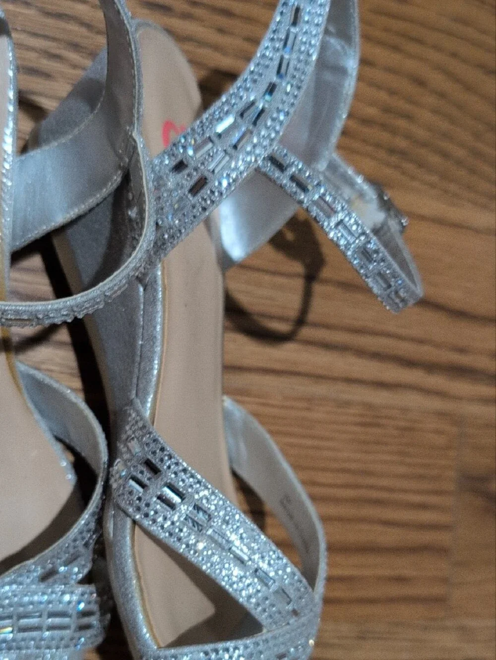GB girls Silver Sparkle Ankle-Strap Dress Sandals